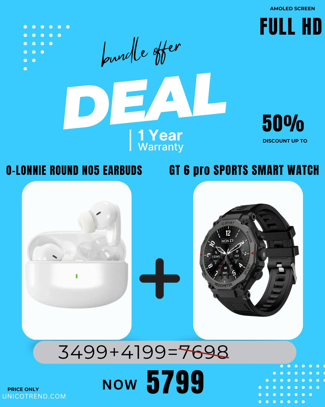 DEAL 9 ( O-Lonnie AirPods + GT6 Pro Sports Watch )