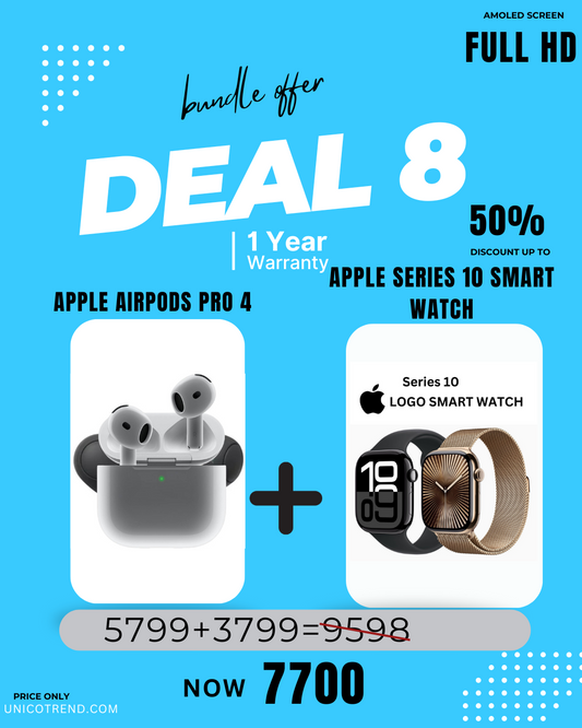 DEAL 8 ( AIRPODS PRO 4+ SERIES 10 SMART WATCH )